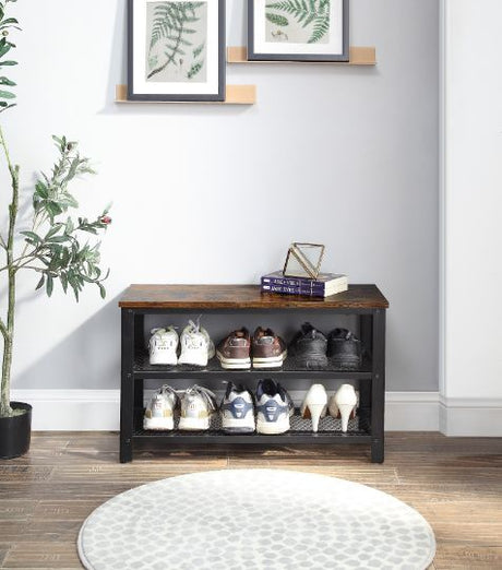 Taurus Rustic Oak & Black Finish Shoe Cabinet