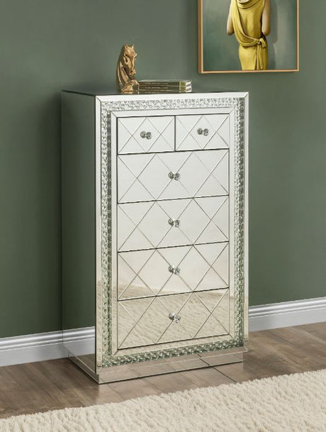 Nysa Mirrored & Faux Crystals Inlay Cabinet