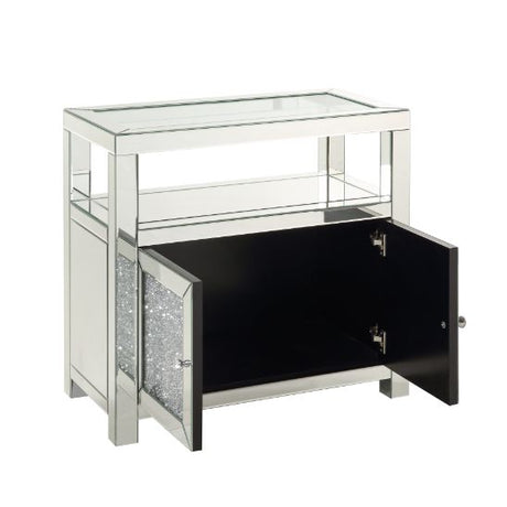 Noralie Clear Glass, Mirrored & Faux Diamonds Cabinet