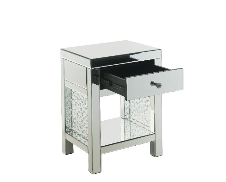 Nysa Mirrored & Faux Crystals Accent Table