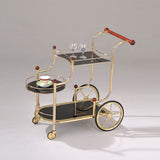Lacy Black Glass & Gold Plated Finish Serving Cart