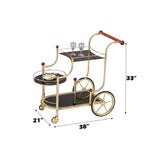 Lacy Black Glass & Gold Plated Finish Serving Cart