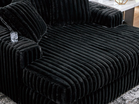 Midnight-Madness 3-Piece Sectional, Chaise And Oversized Accent Ottoman