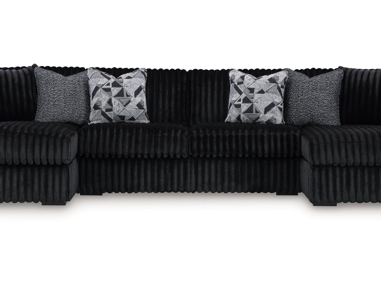 Midnight-Madness Onyx 3-Piece Double Facing Sectional With Chaise