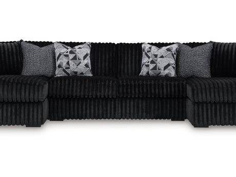 Midnight-Madness Onyx 3-Piece Double Facing Sectional With Chaise