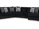 Midnight-Madness Onyx 4-Piece Right-Arm Facing Sectional With Chaise