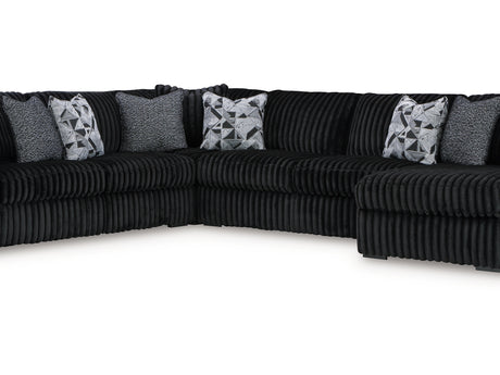 Midnight-Madness Onyx 4-Piece Right-Arm Facing Sectional With Chaise