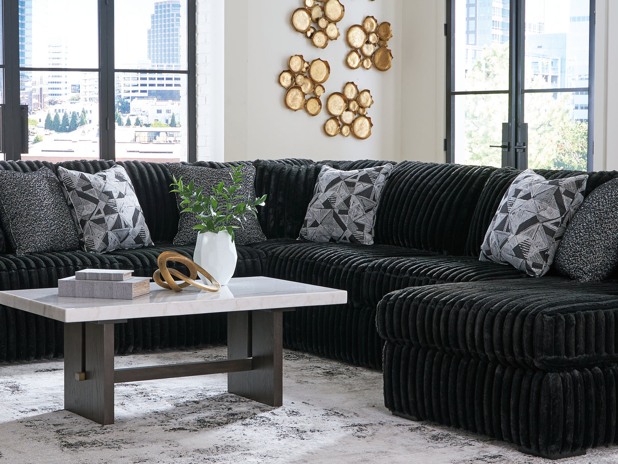 Midnight-Madness Onyx 4-Piece Right-Arm Facing Sectional With Chaise
