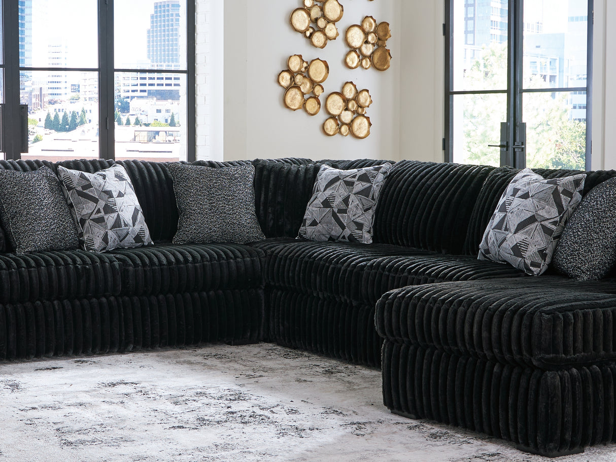 Midnight-Madness Onyx 4-Piece Right-Arm Facing Sectional With Chaise