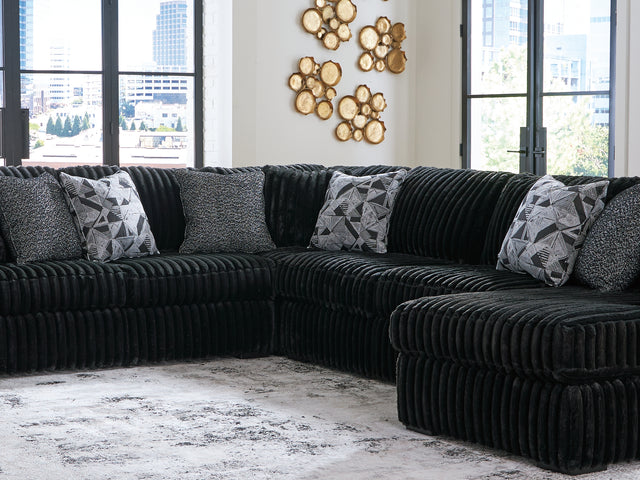 Midnight-Madness Onyx 4-Piece Right-Arm Facing Sectional With Chaise