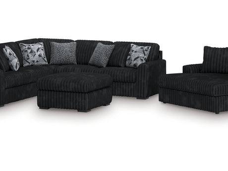 Midnight-Madness 3-Piece Sectional, Chaise And Oversized Accent Ottoman