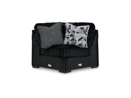 Midnight-Madness 3-Piece Sectional, Chaise And Oversized Accent Ottoman