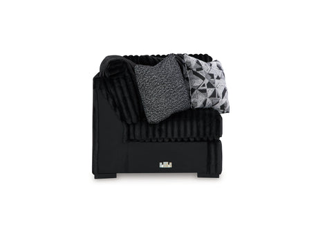 Midnight-Madness 3-Piece Sectional, Chaise And Oversized Accent Ottoman