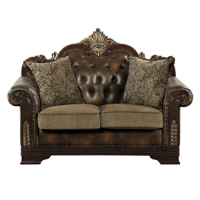 Croydon Exposed Wood Feet With Brown Love Seat