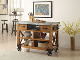 Kailey Antique Oak Finish Kitchen Cart
