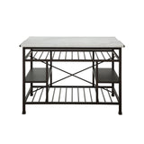 Lanzo Marble Top & Gunmetal Finish Kitchen Island