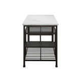 Lanzo Marble Top & Gunmetal Finish Kitchen Island