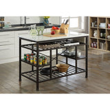 Lanzo Marble Top & Gunmetal Finish Kitchen Island