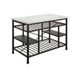 Lanzo Marble Top & Gunmetal Finish Kitchen Island