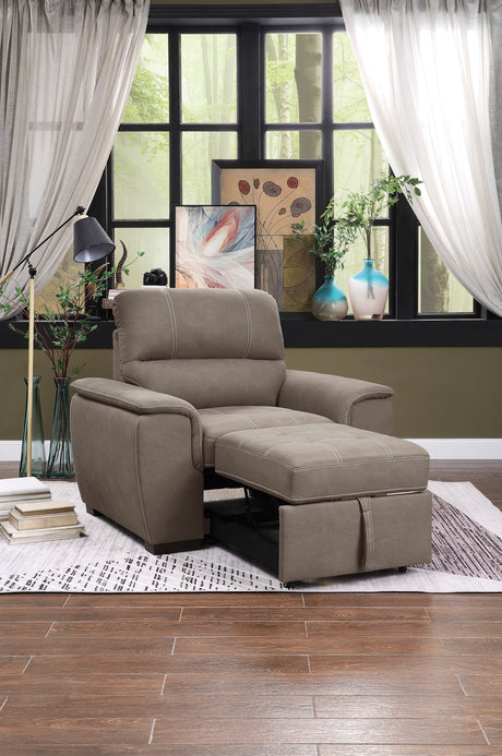 Andes Taupe Chair With Pull-Out Ottoman
