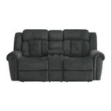 Nutmeg Gray Double Reclining Love Seat With Center Console