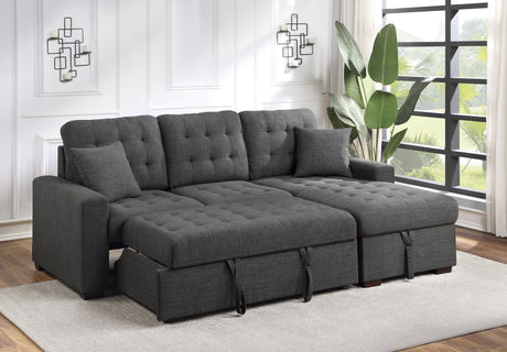 Mccafferty Dark Gray 2-Piece Sectional With Pull-Out Bed And Right Chaise With Hidden Storage