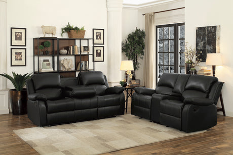 Clarkdale Black Double Glider Reclining Love Seat With Center Console