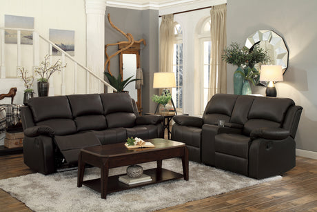Clarkdale Dark Brown Double Glider Reclining Love Seat With Center Console