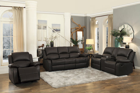 Clarkdale Dark Brown Double Reclining Sofa With Center Drop-Down Cup Holders
