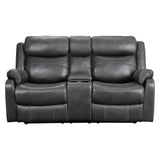Yerba Gray Double Lay Flat Reclining Love Seat With Center Console