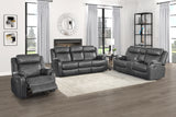 Yerba Gray Double Lay Flat Reclining Sofa With Center Drop-Down Cup Holders