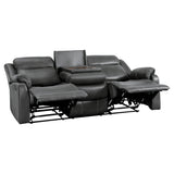 Yerba Gray Double Lay Flat Reclining Sofa With Center Drop-Down Cup Holders