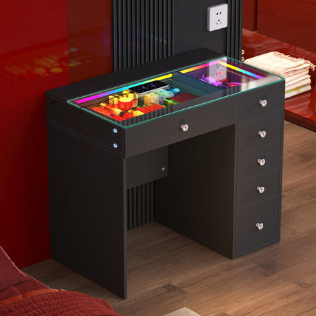 Mini Diana Vanity Desk- 6 Storage Drawers