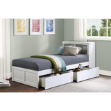 Galen White Twin Bookcase Bed With Storage Boxes