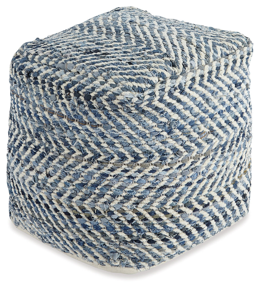 Chevron Blue Pouf