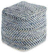 Chevron Blue Pouf
