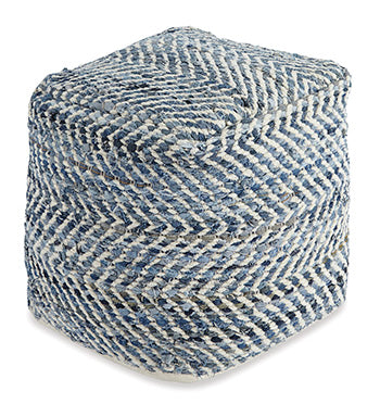 Chevron Blue Pouf