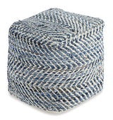 Chevron Blue Pouf