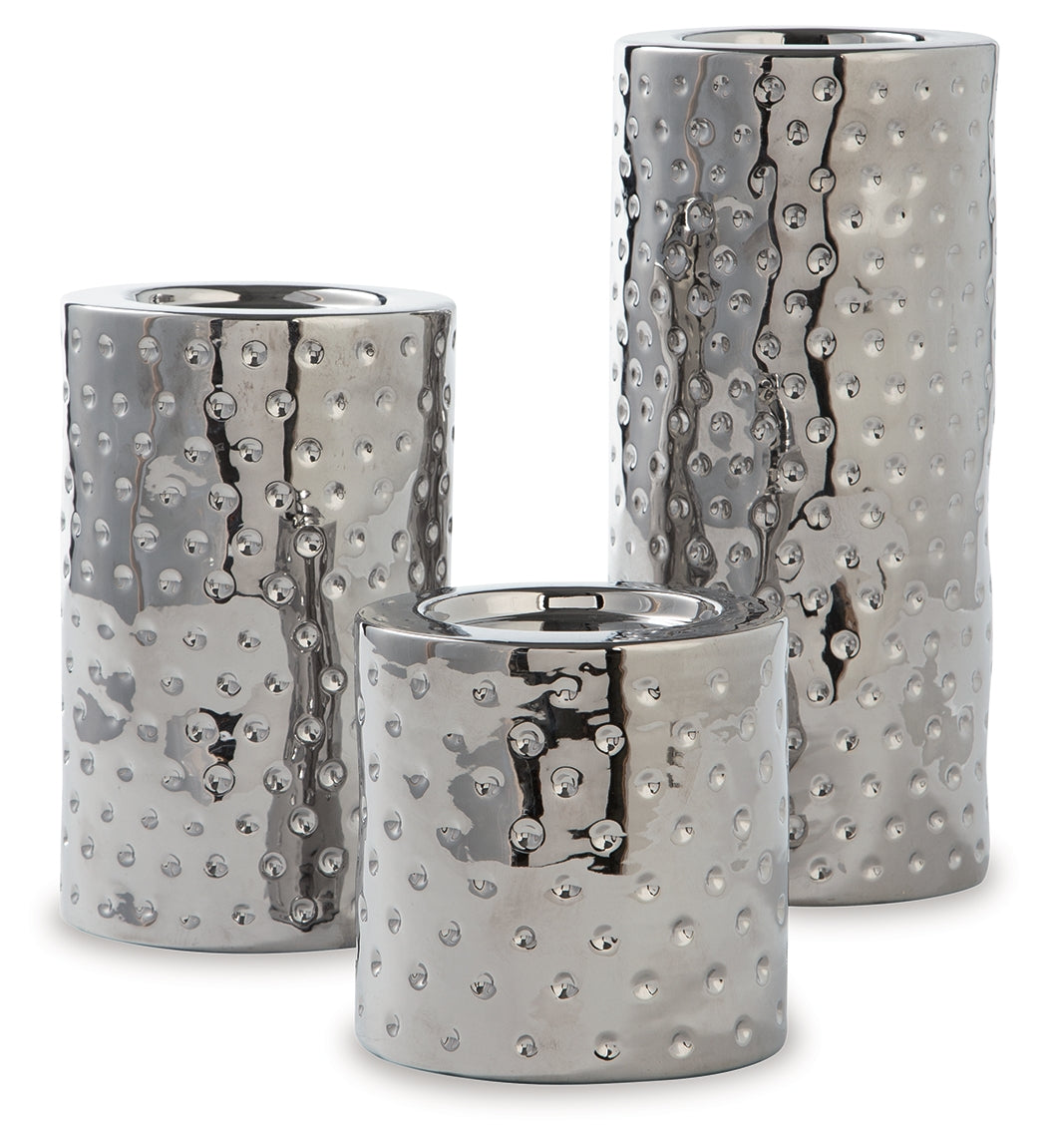 Marisa Silver Finish Candle Holder (Set Of 3)