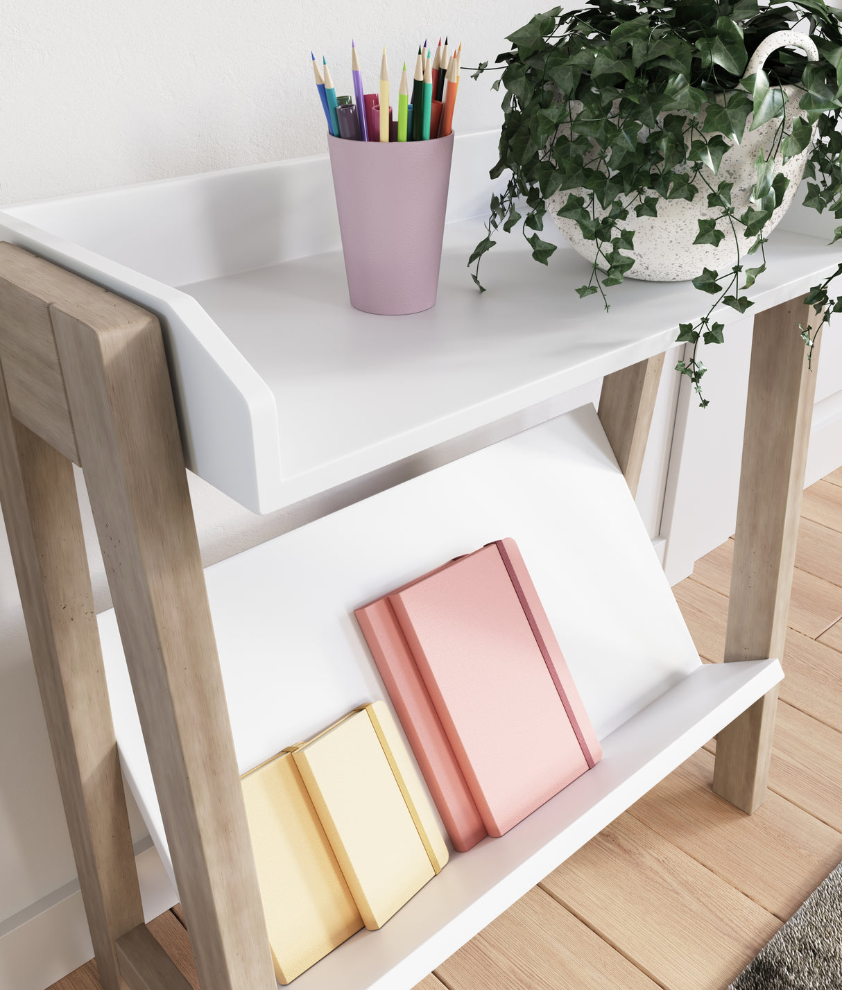 Blariden White/Tan Small Bookcase