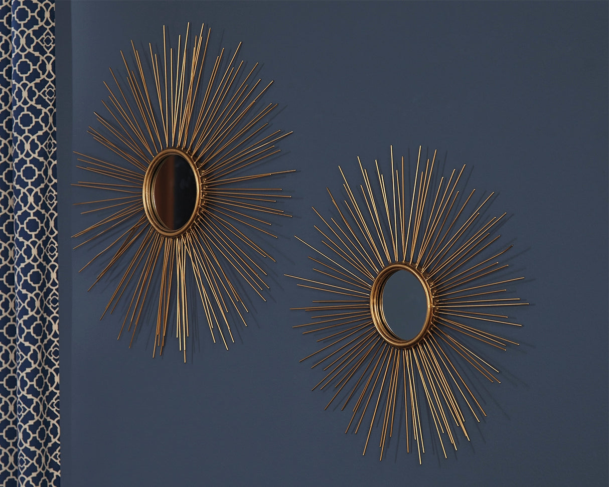 Doniel Antique Gold Finish Accent Mirror (Set Of 2)