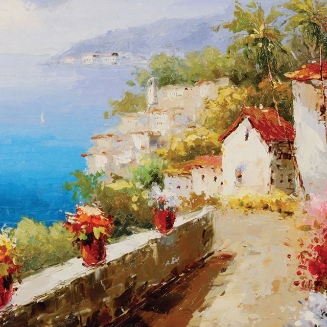Mediterranean Walkway Oil Painting On Canvas