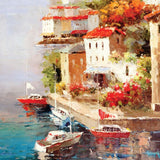 Busy Marina Oil Painting On Canvas