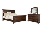 Porter Rustic Brown Queen Panel Bed, Dresser And Mirror