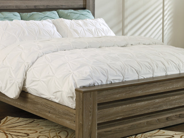 Zelen Warm Gray Queen Panel Bed