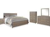Culverbach Gray King Panel Bed, Dresser, Mirror, Chest And Nightstand
