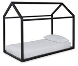 Flannibrook Black Twin House Bed Frame