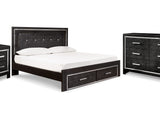 Kaydell Black King Storage Bed, Dresser And Nightstand