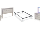 Zyniden Silver Full Panel Headboard Bed, Dresser, Mirror, Chest And Nightstand