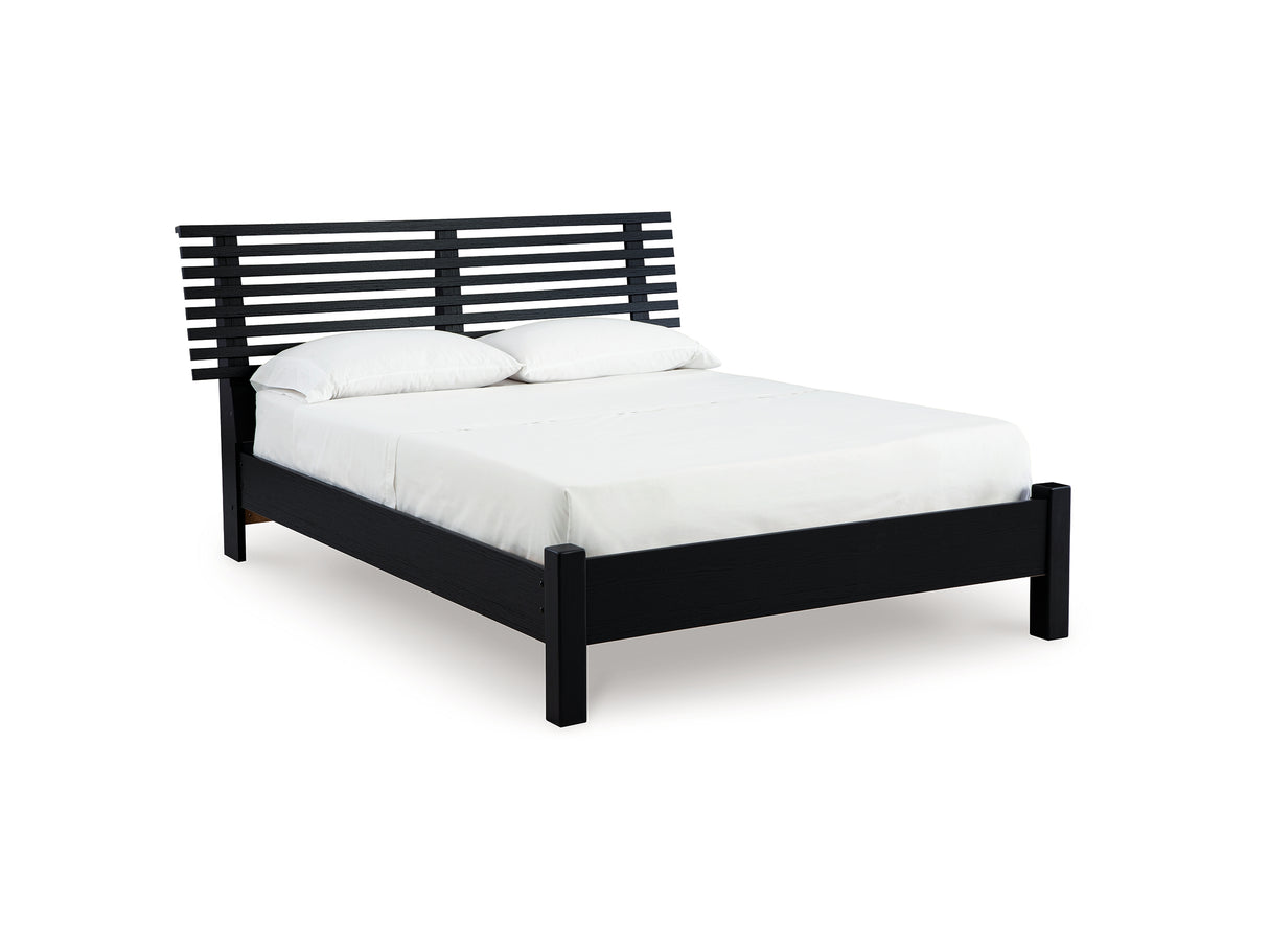 Danziar Black Queen Slat Panel Bed